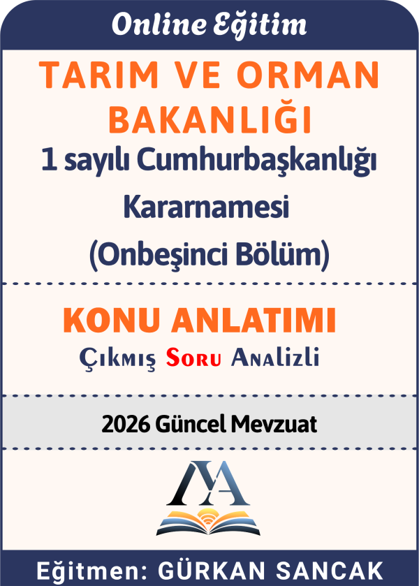 1 sayılı Cumhurbaşkanlığı Kararnamesi (Onbeşinci Bölüm-Tarım ve Orman Bakanlığı)